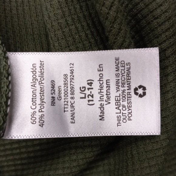 Time And Tru HUNTER Green, Long Sleeve, WaffleKnit Shirt - Picture 8 of 10